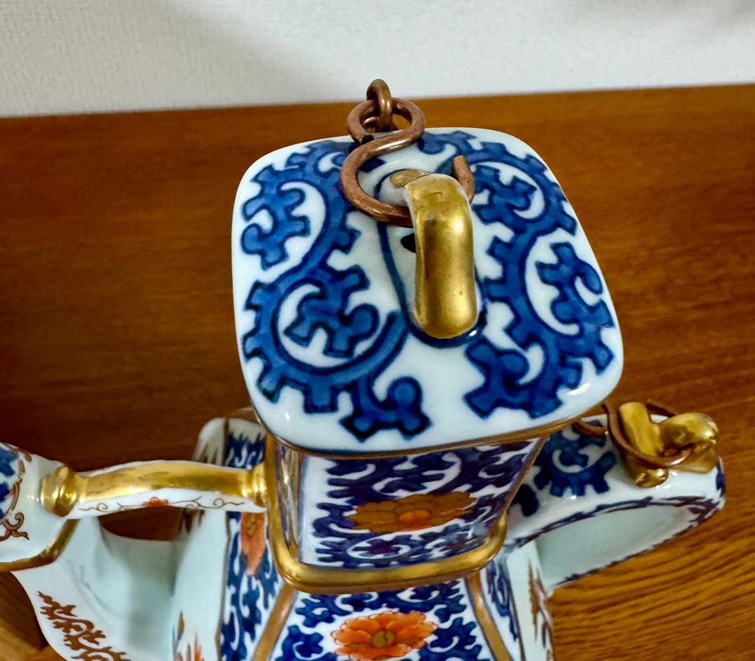 林九郎　染錦古伊万里　柘榴面取水注　共箱