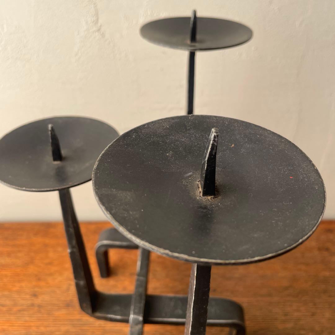 ハンガリー製 アイアン　燭台　ミッドセンチュリー　金工作家　キャンドルホルダー