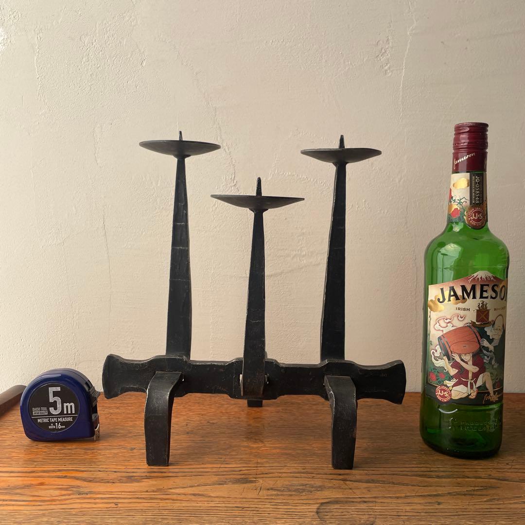 ハンガリー製 アイアン　燭台　ミッドセンチュリー　金工作家　キャンドルホルダー