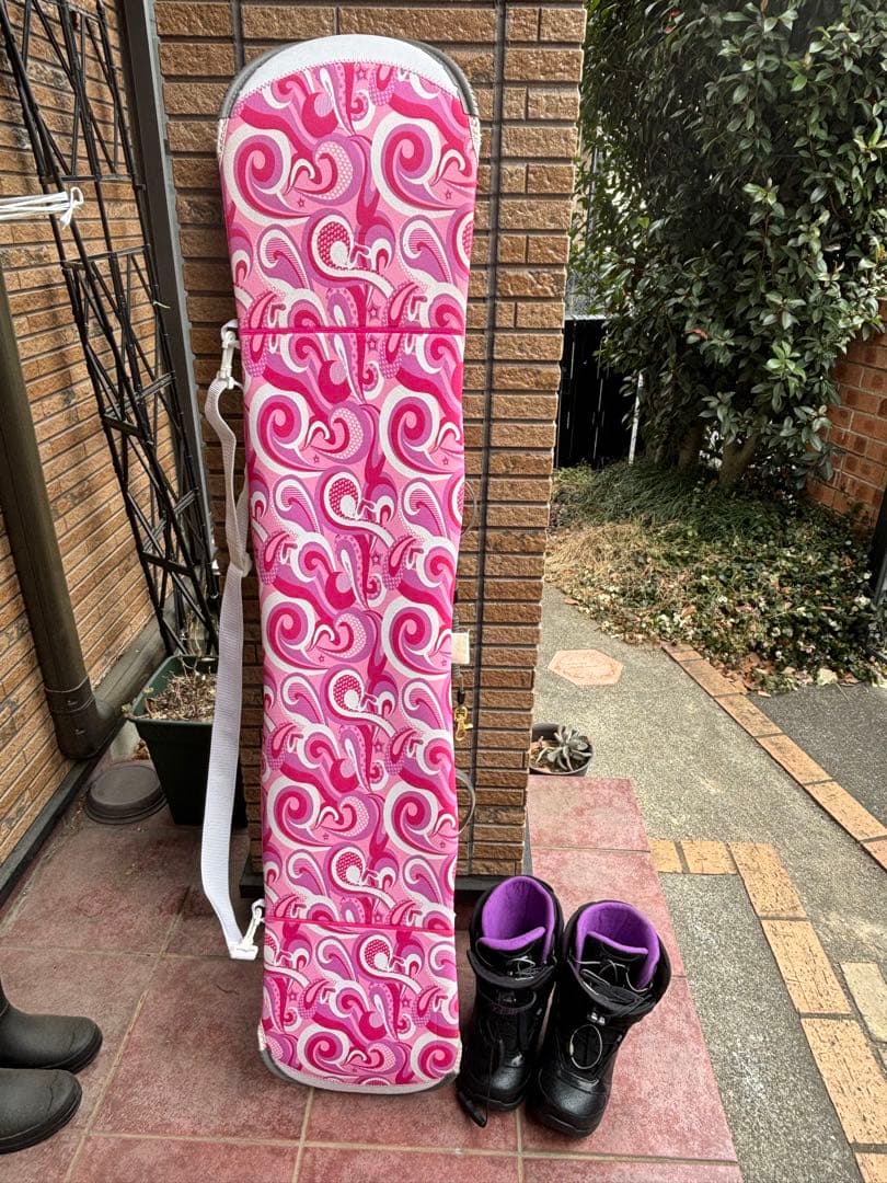 ボード・ビンディング・ブーツ・カバー4点セット　ピンク紫黒