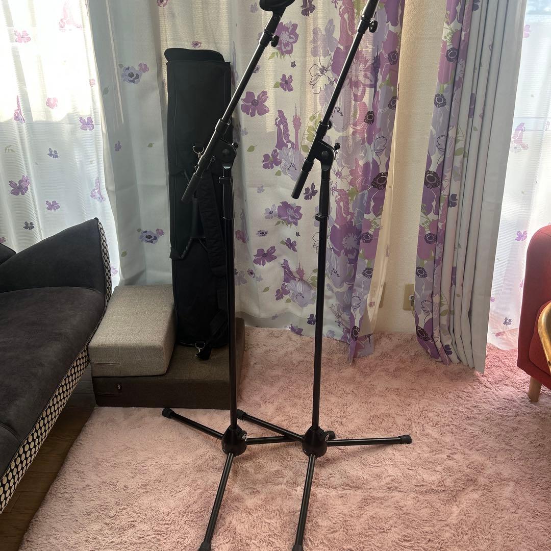 K&M マイクスタンド 2本、ケースセット