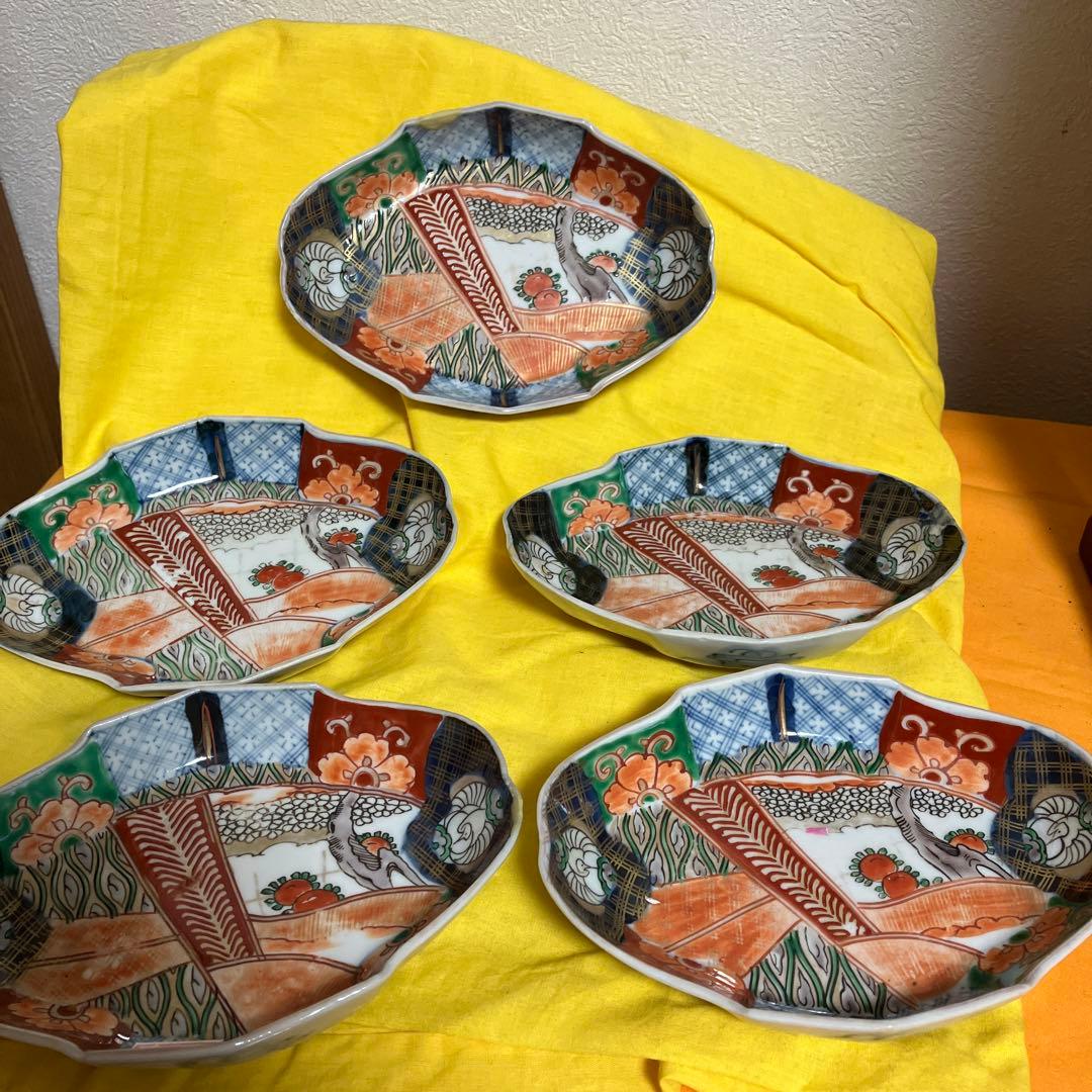 古伊万里　色絵　５枚　古美術