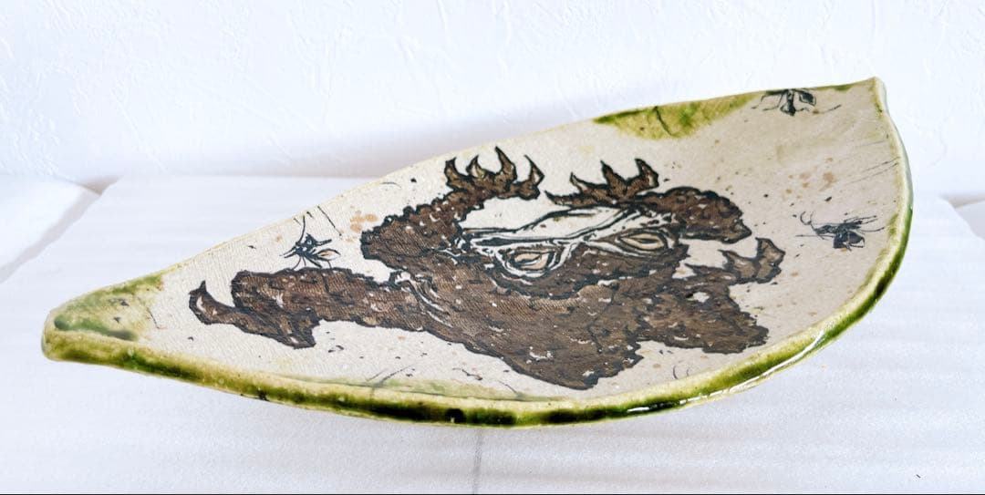 池田省吾　織部蝦蟇木の葉皿　織部　食器　飾り皿　皿　ぐい呑　新品未使用　本物保証