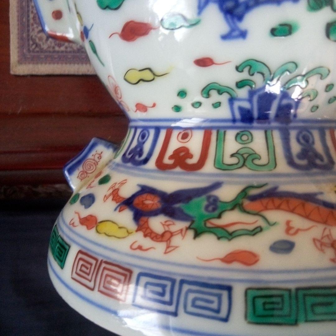 中国古玩　大明萬暦年製　五彩尊式花瓶