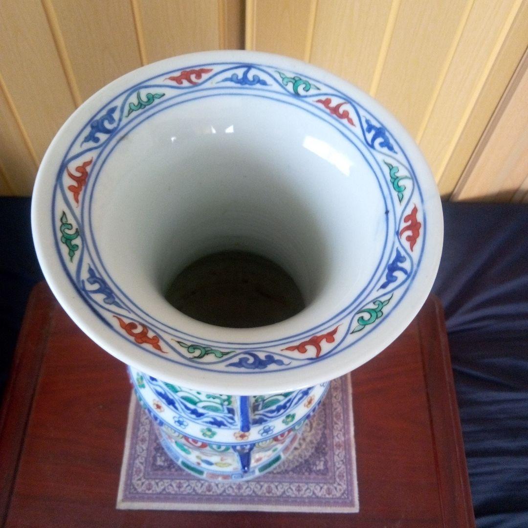 中国古玩　大明萬暦年製　五彩尊式花瓶