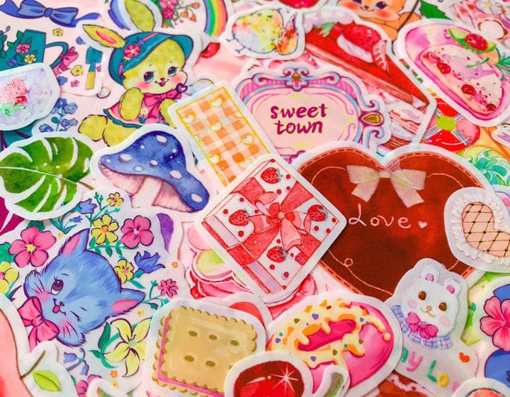 チェリー❤️フレークシール( ⸝⸝•ᴗ•⸝⸝ )カラフルなレトロアニマル♡♡