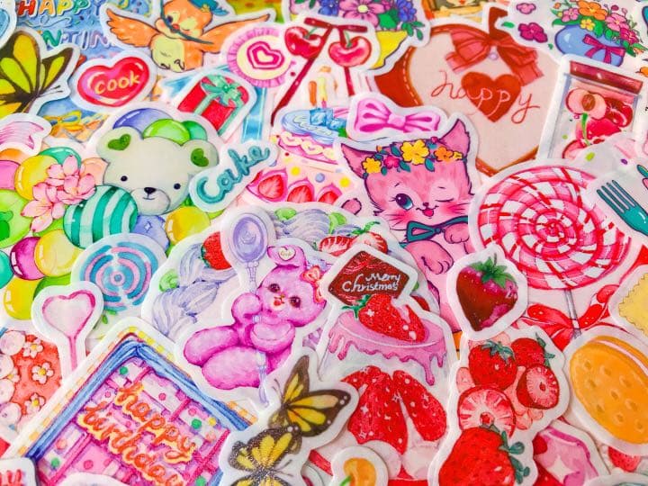 チェリー❤️フレークシール( ⸝⸝•ᴗ•⸝⸝ )カラフルなレトロアニマル♡♡