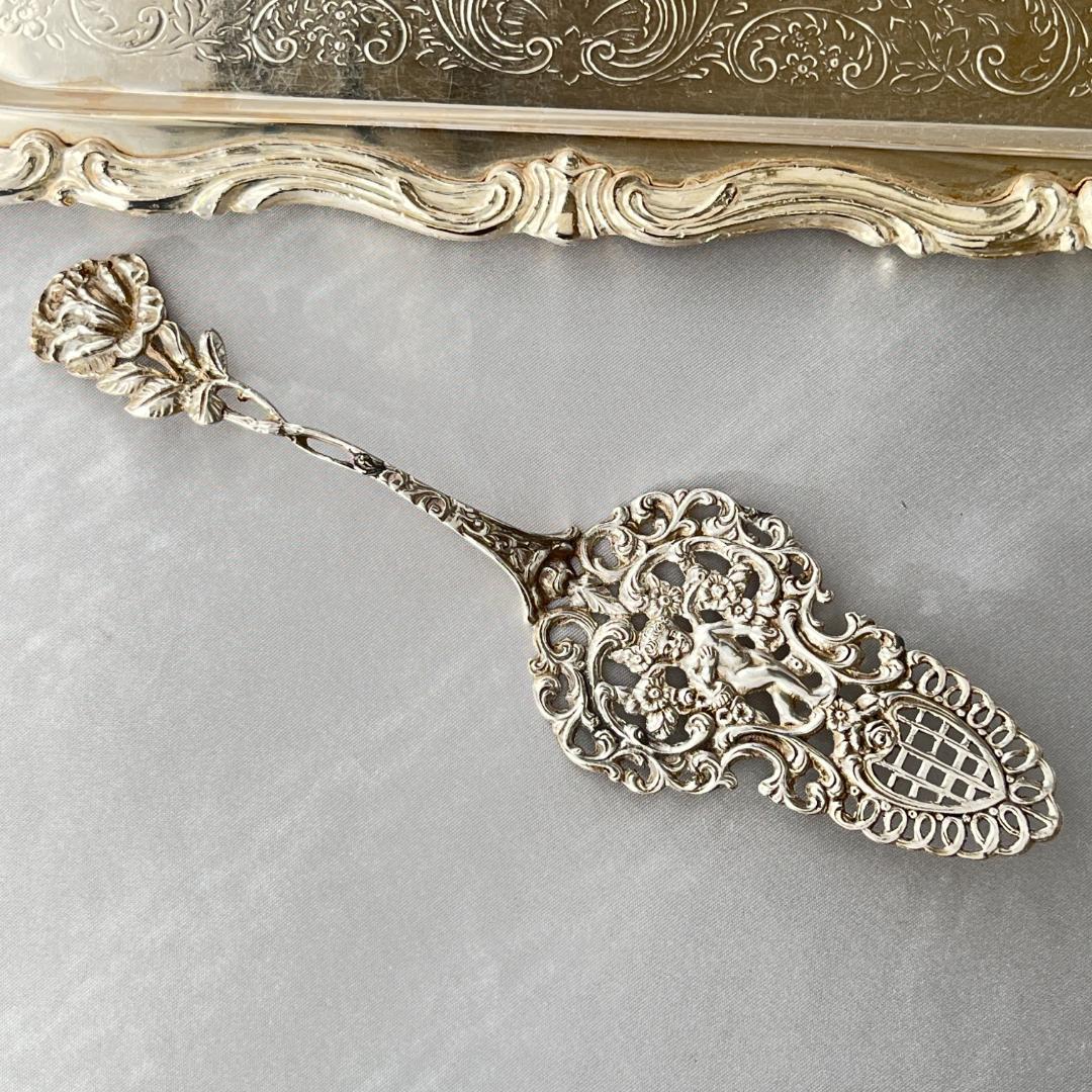 【ドイツ】天使のケーキサーバー【純銀】ヒルデスハイムローズ 　17.5cm