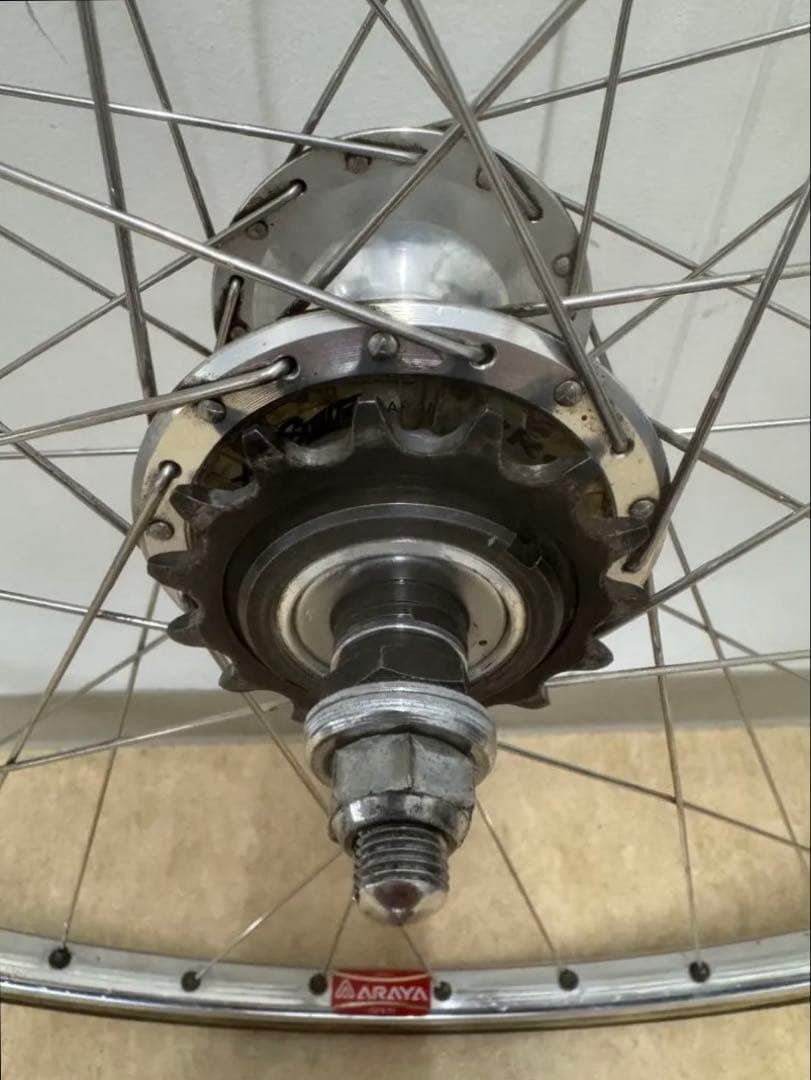 競輪 完組ホイール後輪 SUZUE PROMAXハブ・アラヤGOLDリム