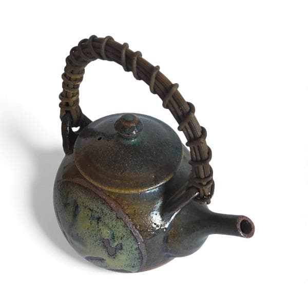 中村芳楽 作 天月窯 急須 湯呑 セット 竹製茶托付き 陶芸 茶器 煎茶器