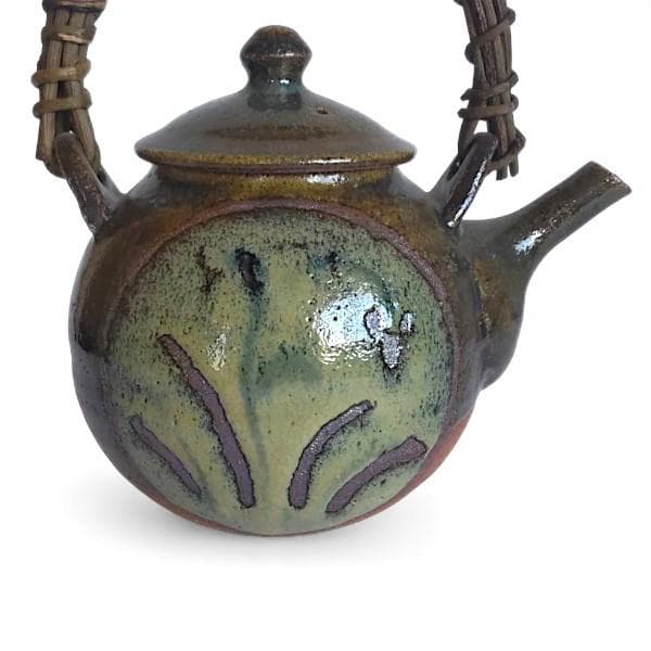 中村芳楽 作 天月窯 急須 湯呑 セット 竹製茶托付き 陶芸 茶器 煎茶器