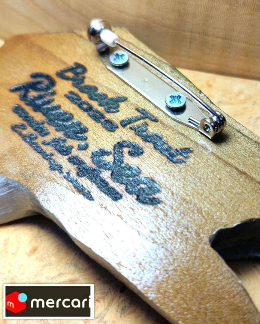 .Seaトラウトブローチ/ブルックトラウト♂/ウッド製 【1点物】