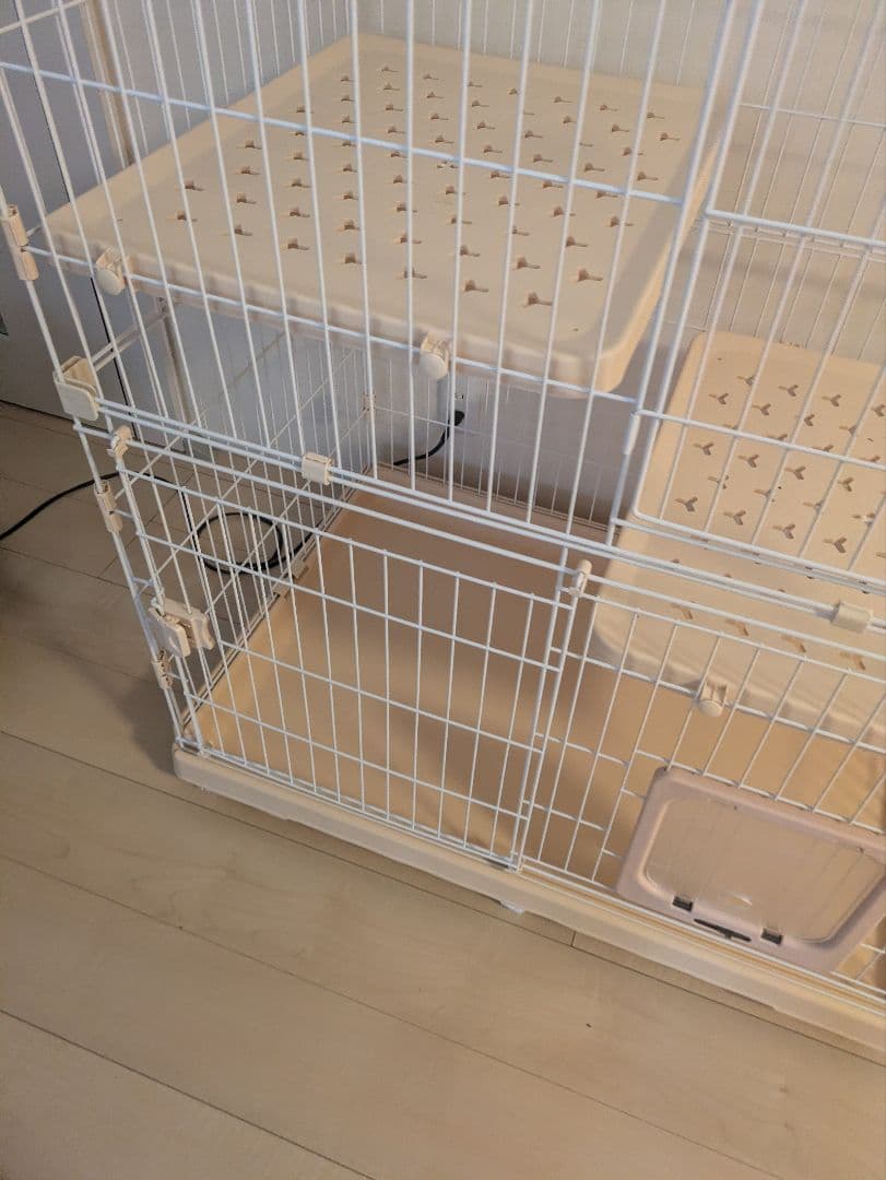 美品　2段　RAKU　猫　ケージ　大型　ゲージ　白