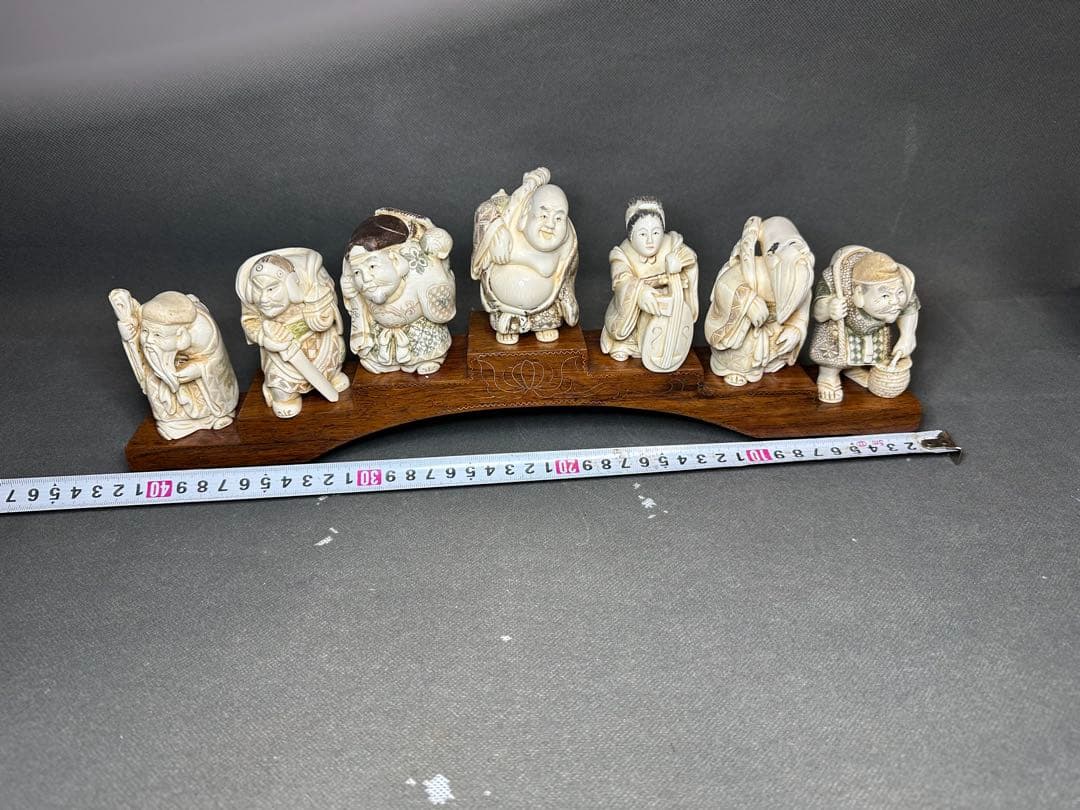 極上　七福神　置物　根付　天然素材　アンティーク　和彫　骨董　飾り物　古美術品