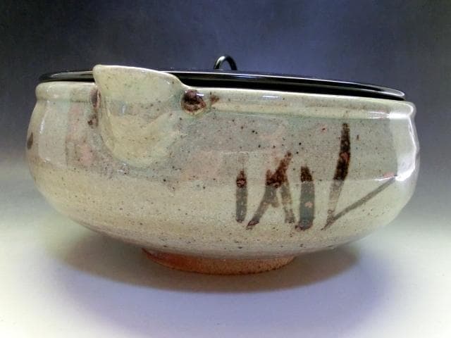 鉢■絵唐津 深鉢【帆柱窯 中嶋紀文】漆器蓋 片口水指 菓子器 菓子鉢 時代物■