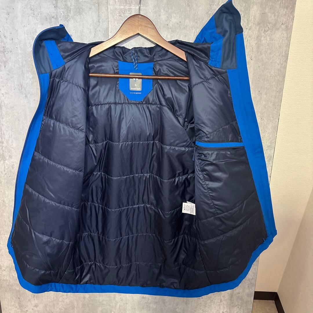 【美品 】モンベル パウダーステップパーカ ブルー S スノースポーツ