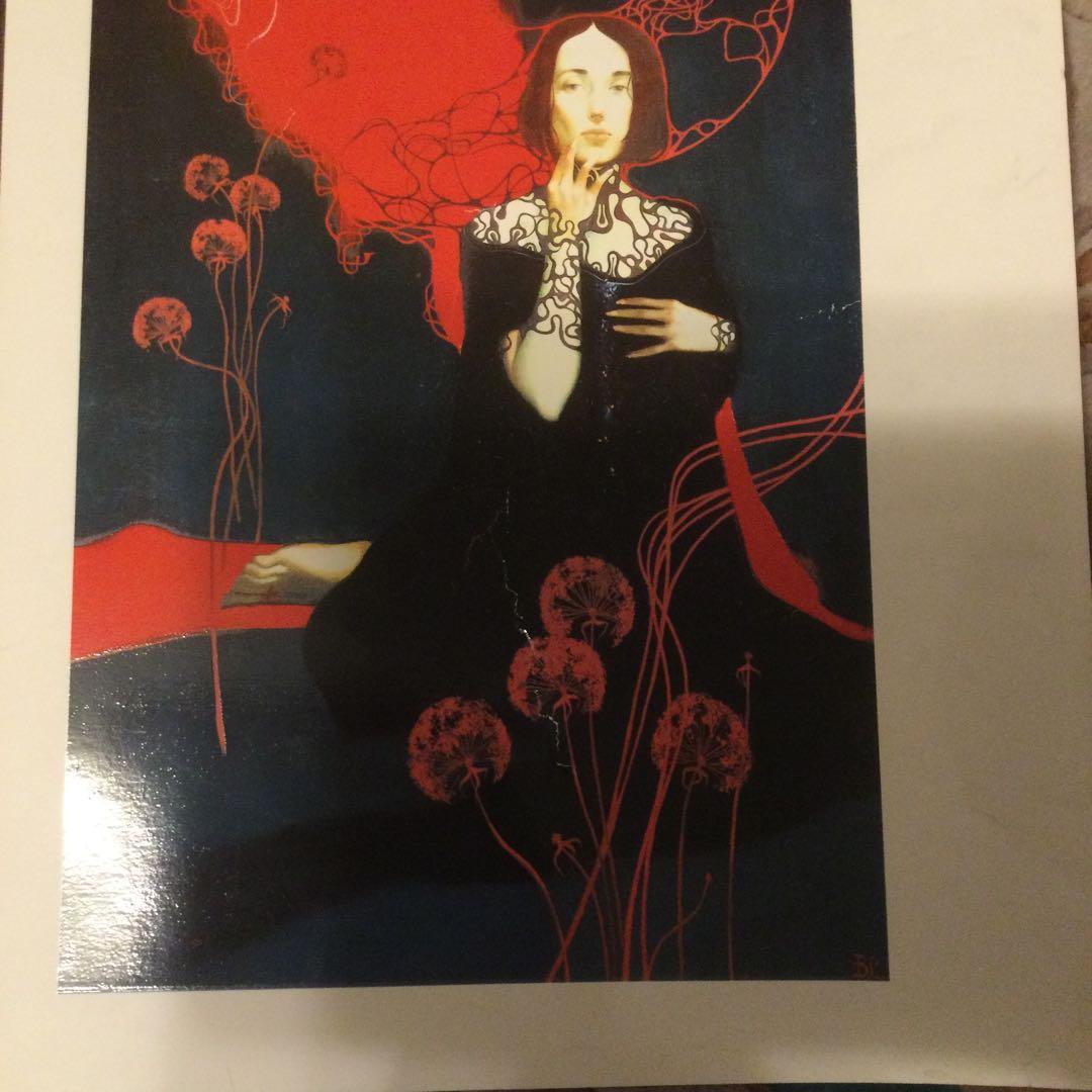 女性のポスター、サイン付き、シリアル番号付き