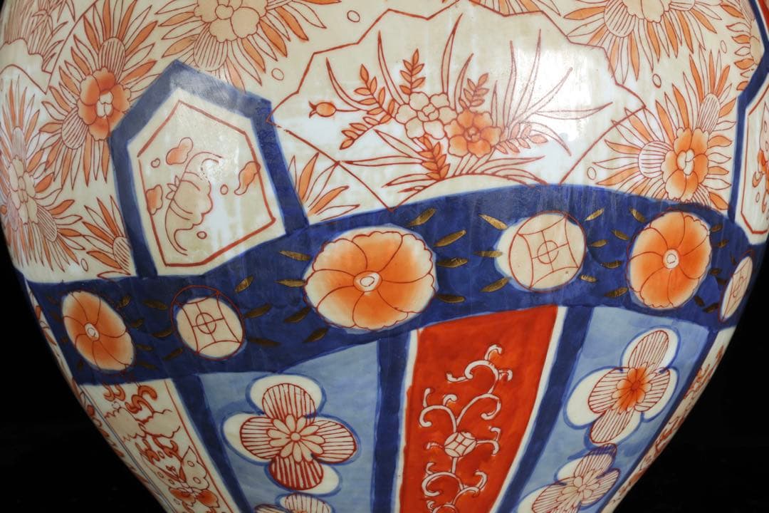 古伊万里 瓢箪形大花瓶 吉祥文 赤絵金彩 染錦 飾壺 大徳利50㎝ 古美術 骨董