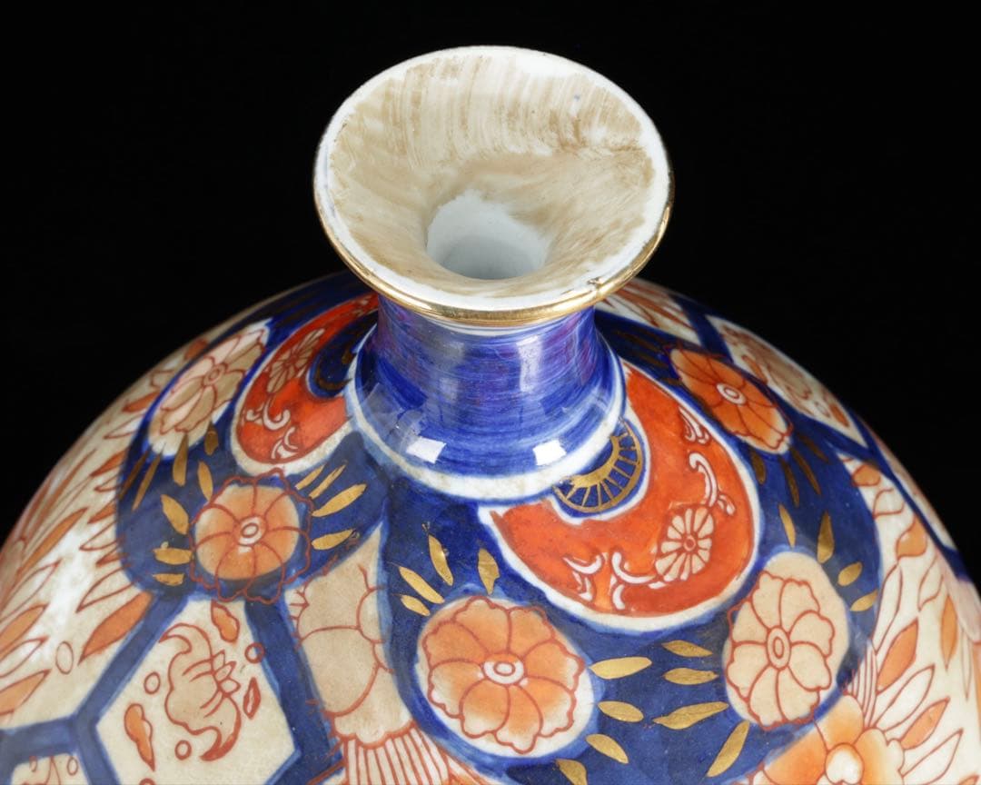 古伊万里 瓢箪形大花瓶 吉祥文 赤絵金彩 染錦 飾壺 大徳利50㎝ 古美術 骨董