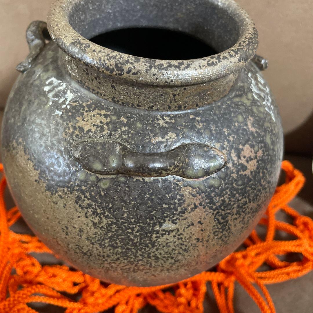 茶道具　口切り茶壺　丹波立杭焼