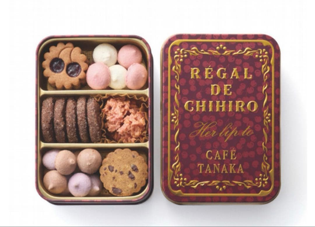 カフェタナカ　クッキー缶　Her lip to ビジュー・ド・ビスキュイサロショ