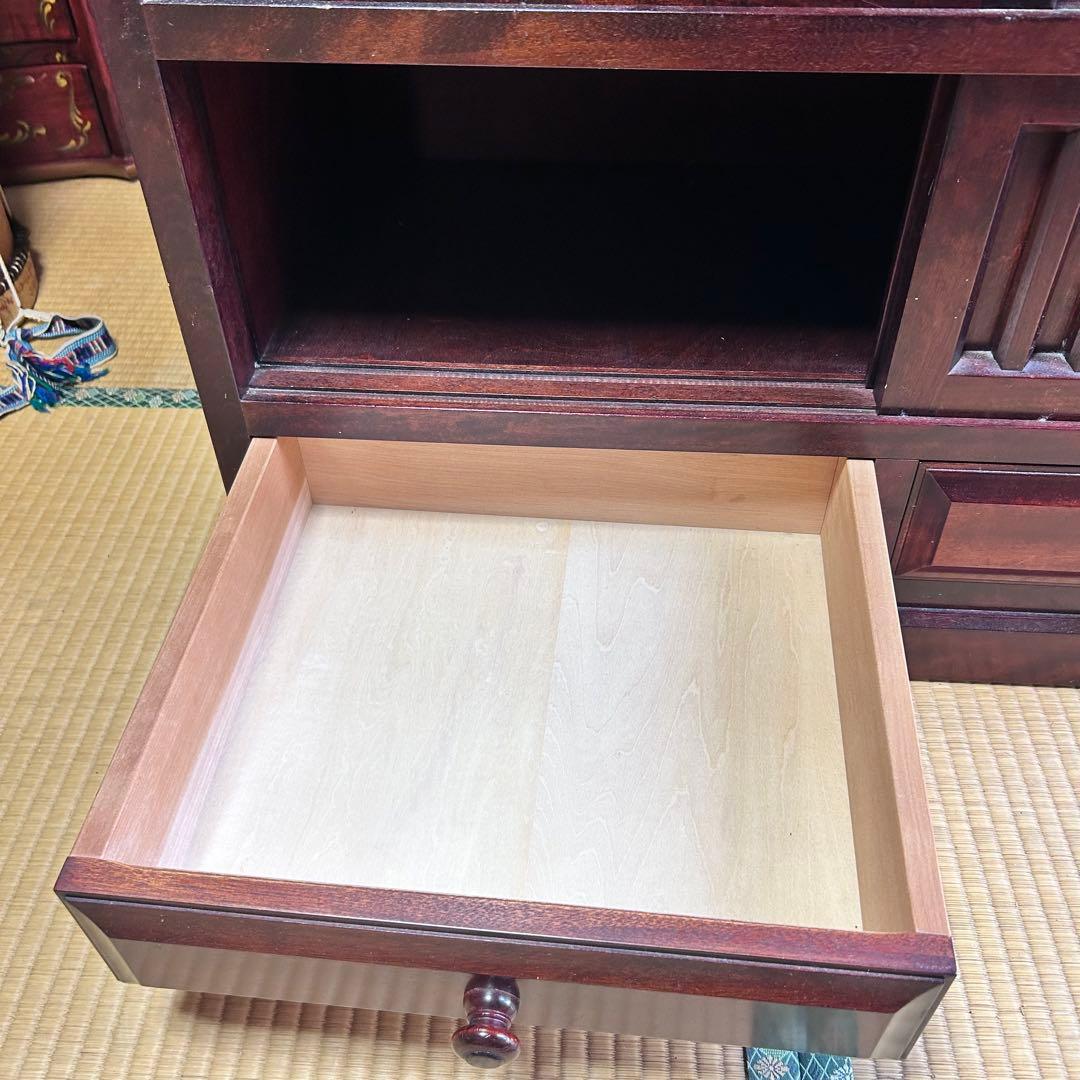 昭和レトロ 木製ガラスキャビネット 収納棚 食器棚 幅90cm