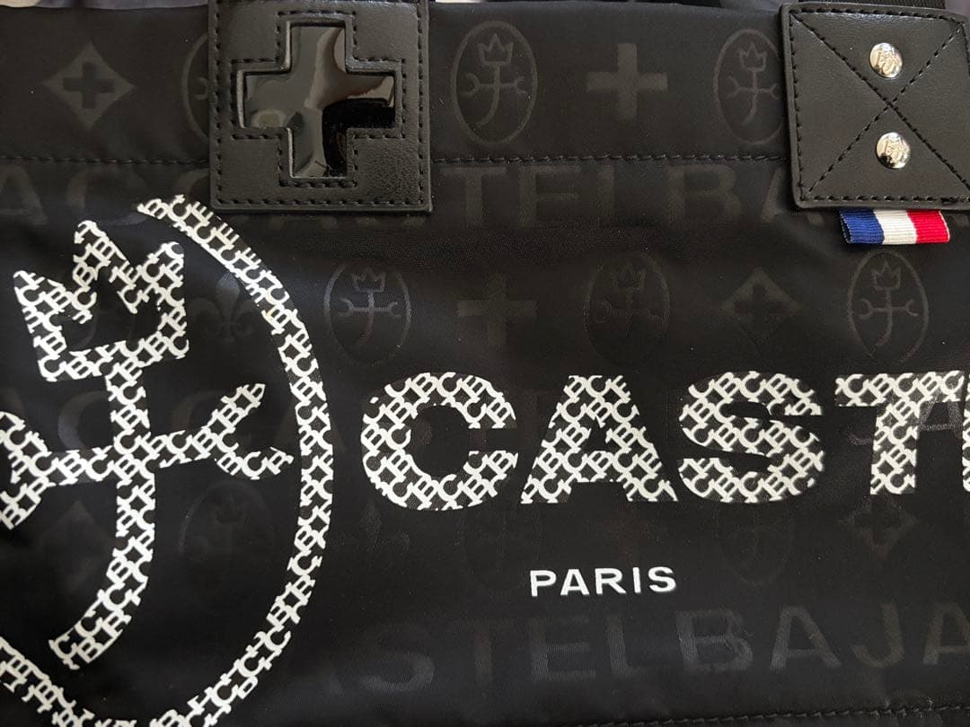 【未使用】カステルバジャック ハンドバッグ モノグラム 黒×オレンジ