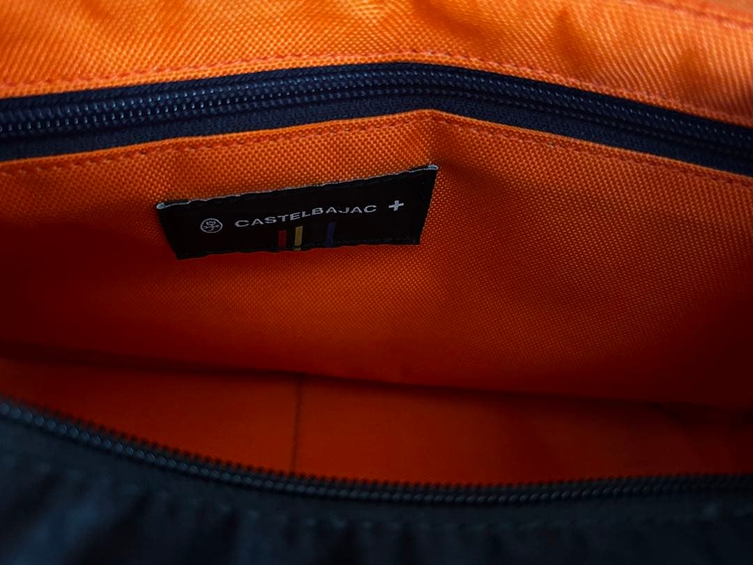 【未使用】カステルバジャック ハンドバッグ モノグラム 黒×オレンジ