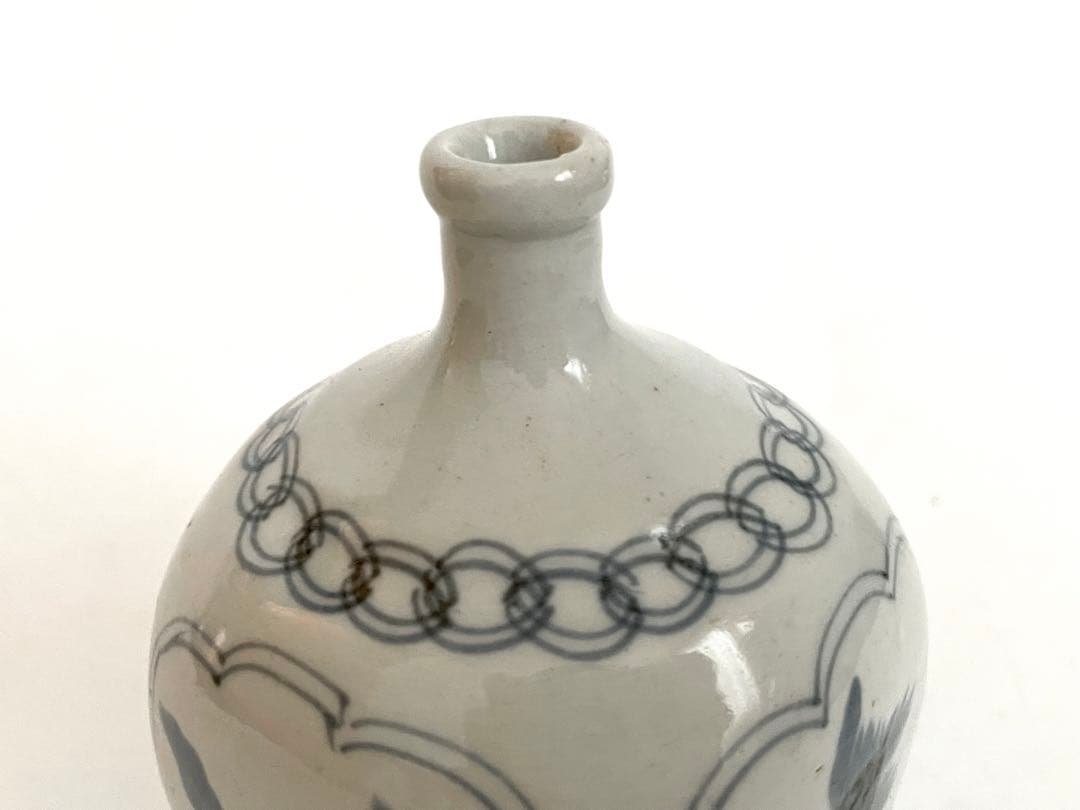 骨董　アンティーク　古伊万里　染付　窓絵　鳥文様　徳利　一輪挿し　初期伊万里