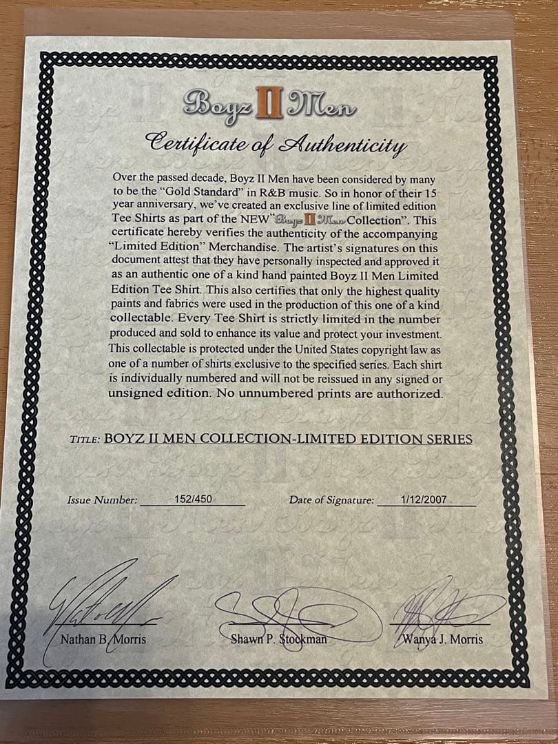 Boyz II Men 2007 デビュー15周年 限定サインTシャツ