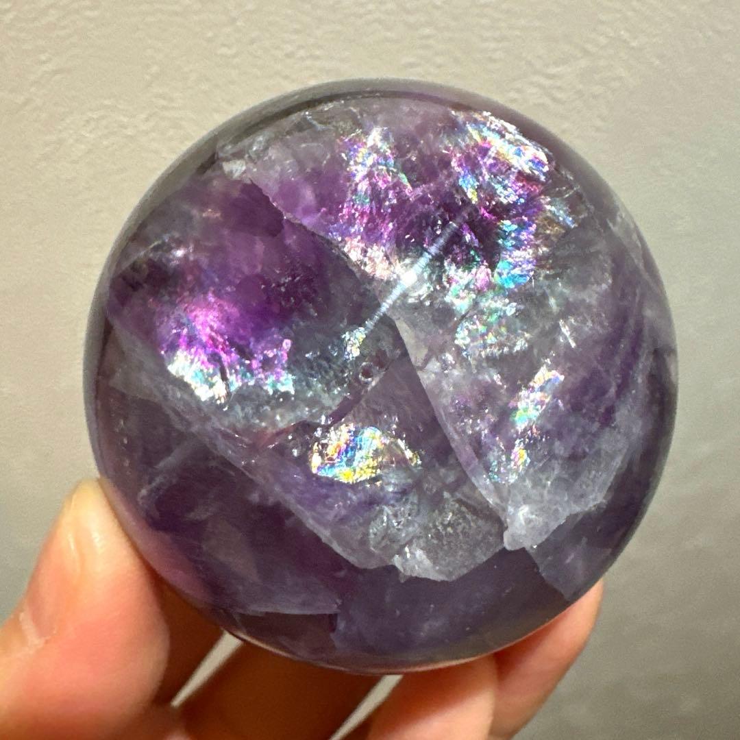 フローライト　スフィア　レインボーフローライト　5.5㎝　パープルフローライト