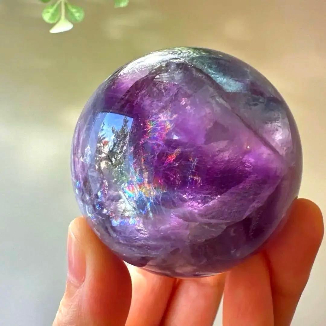 フローライト　スフィア　レインボーフローライト　5.5㎝　パープルフローライト