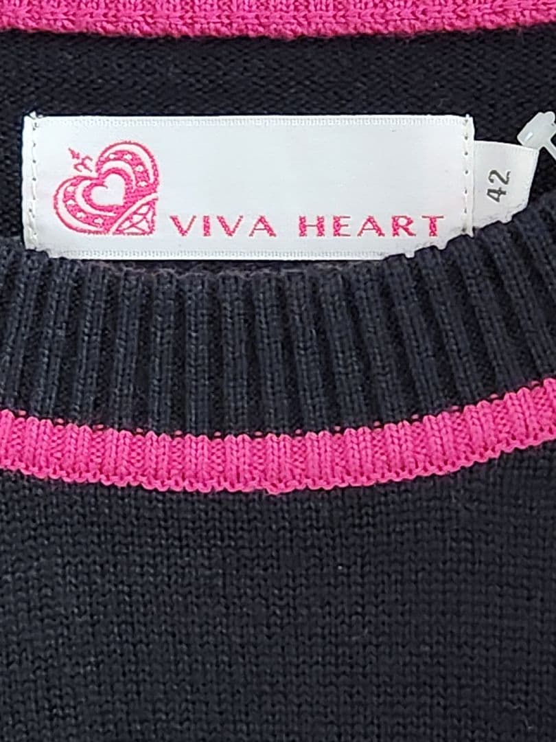 ★新品★VIVA HEART ニット　ブラック× ピンク サイズ42 ビバハート