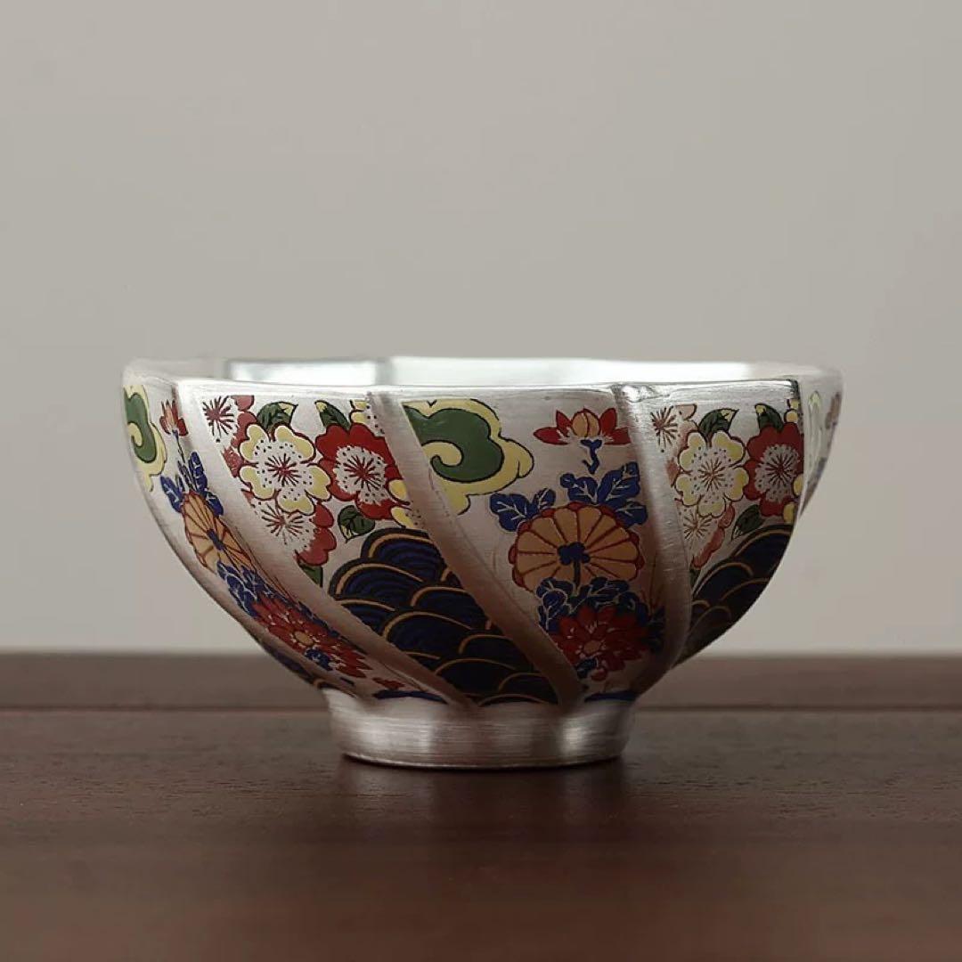 多色花柄 陶器製茶碗