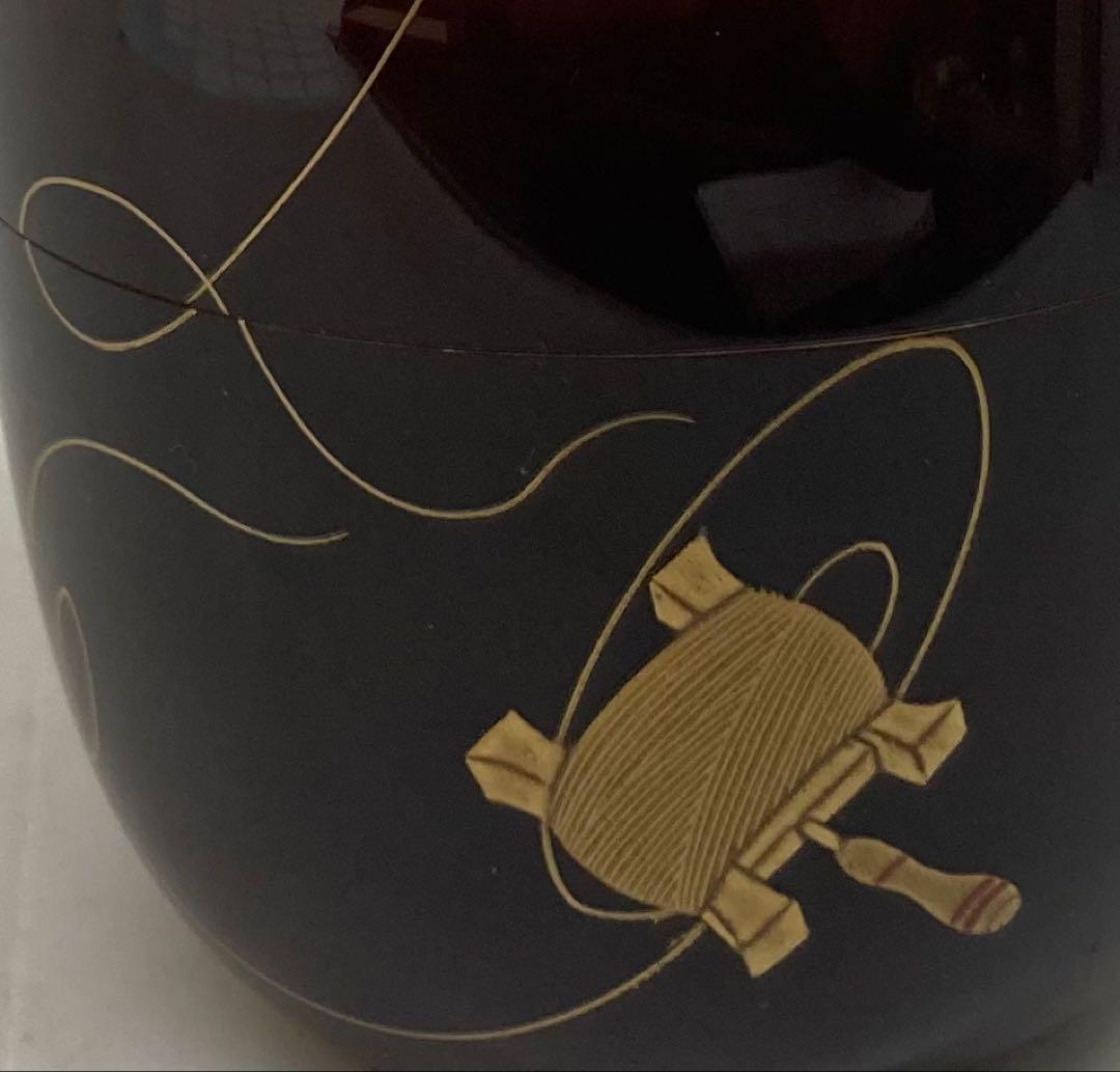 B259h 「奴凧蒔絵 棗」荒井正春作　共布共箱　正月　内金梨地　茶道具