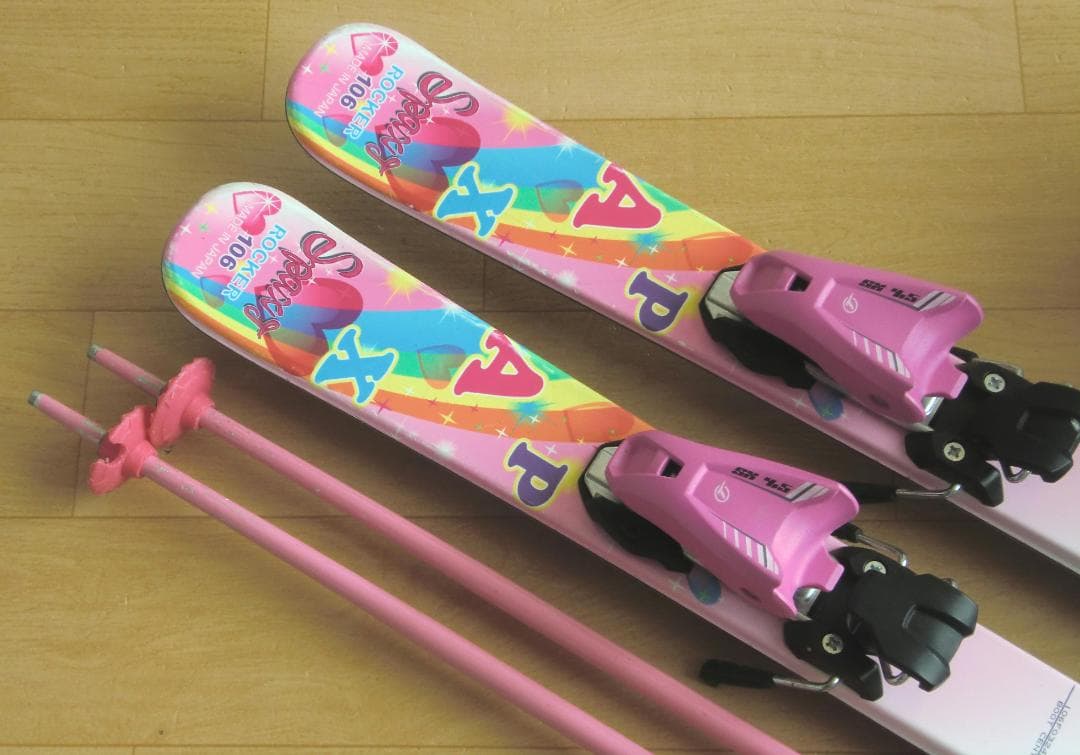 ■■送料無料■KAZAMA■子供用スキーフルセット■板106靴21■WAX済■■