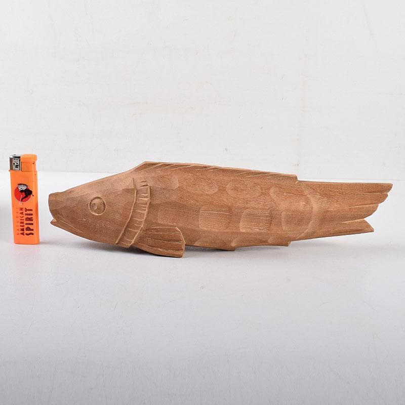 井波彫刻　人間国宝　横山一夢作　木彫　鯉　共箱　C　8156