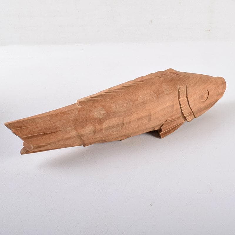 井波彫刻　人間国宝　横山一夢作　木彫　鯉　共箱　C　8156