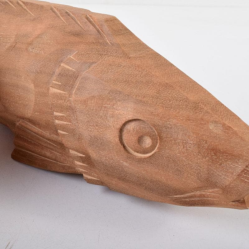 井波彫刻　人間国宝　横山一夢作　木彫　鯉　共箱　C　8156