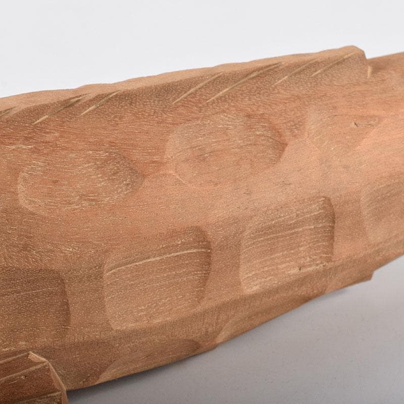 井波彫刻　人間国宝　横山一夢作　木彫　鯉　共箱　C　8156