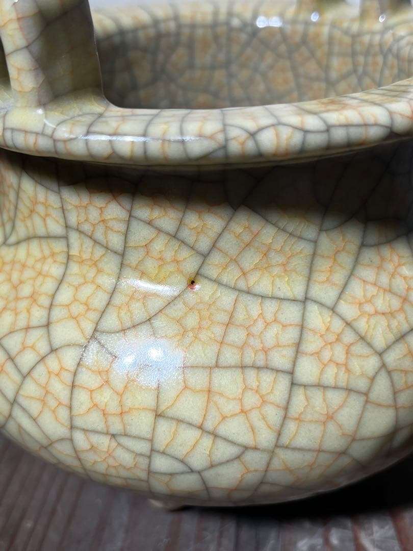 明　哥釉三足香炉　明時代