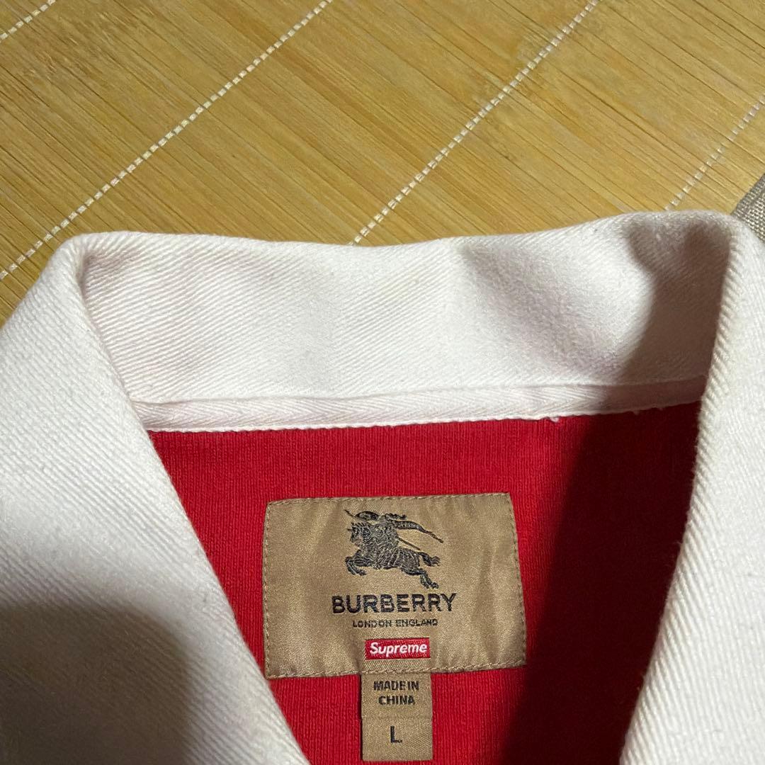 22ss Supreme BURBERRY Rugby ラガーシャツ　L 赤