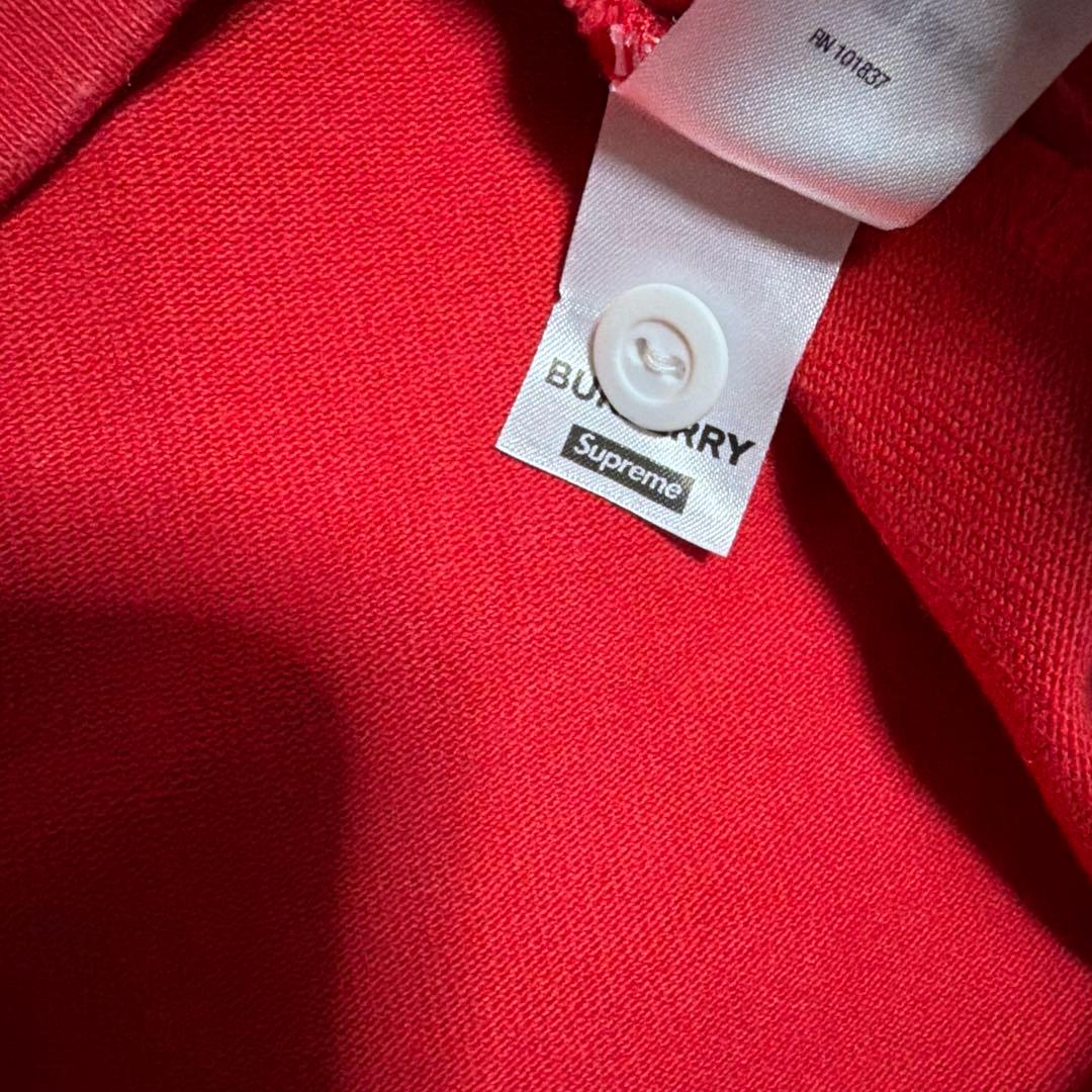 22ss Supreme BURBERRY Rugby ラガーシャツ　L 赤