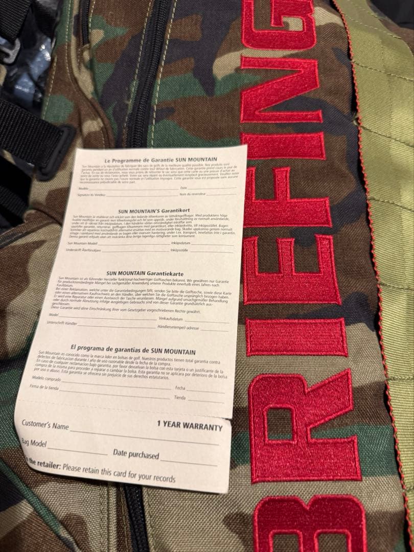 ブリーフィングゴルフ　ビームス　サンマウンテン　キャディバッグ　迷彩　カモフラ