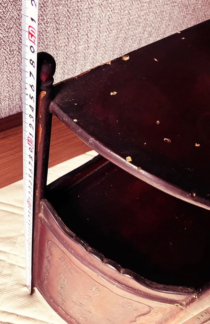 骨董品　唐木家具本花梨 総無垢 茶棚 茶道具 飾棚 彫刻 透かし彫り 煎茶道具