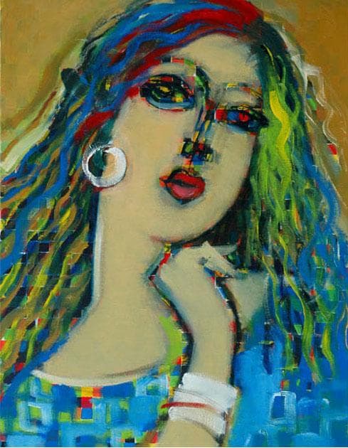 油絵 菅家令子 絵 絵画 インテリア F6-080212 人物 女性像