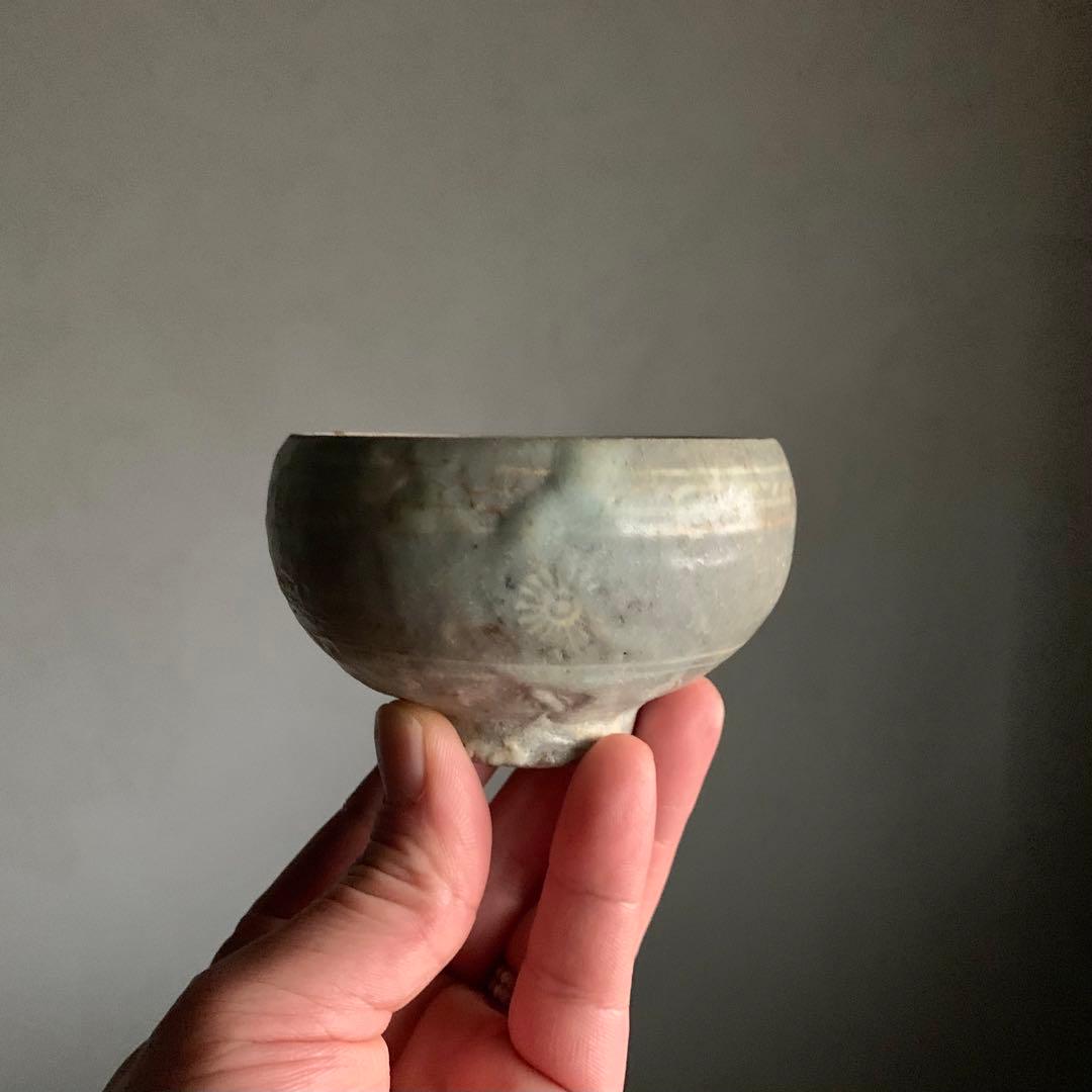 高麗青磁 白黒象嵌 盃 ぐい呑み 酒器 古美術 古道具 アンティーク