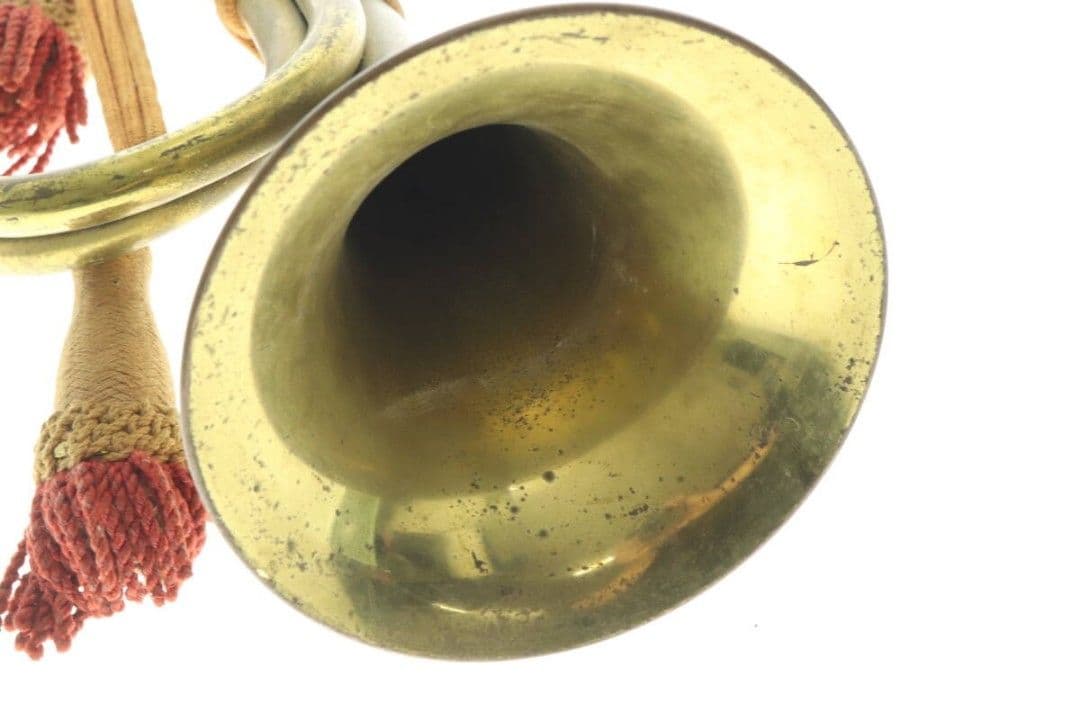 【当時物】日本軍・軍隊ラッパ（喇叭）信号ラッパ・突撃ラッパ 二巻⑥【商標刻印有】