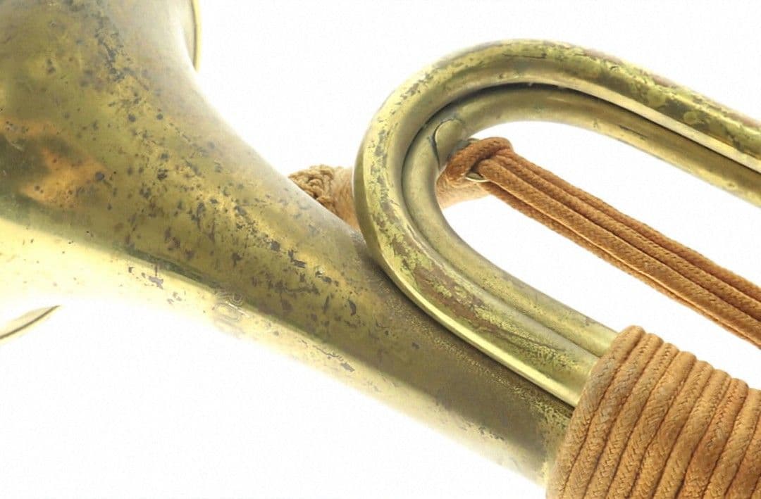 【当時物】日本軍・軍隊ラッパ（喇叭）信号ラッパ・突撃ラッパ 二巻⑥【商標刻印有】