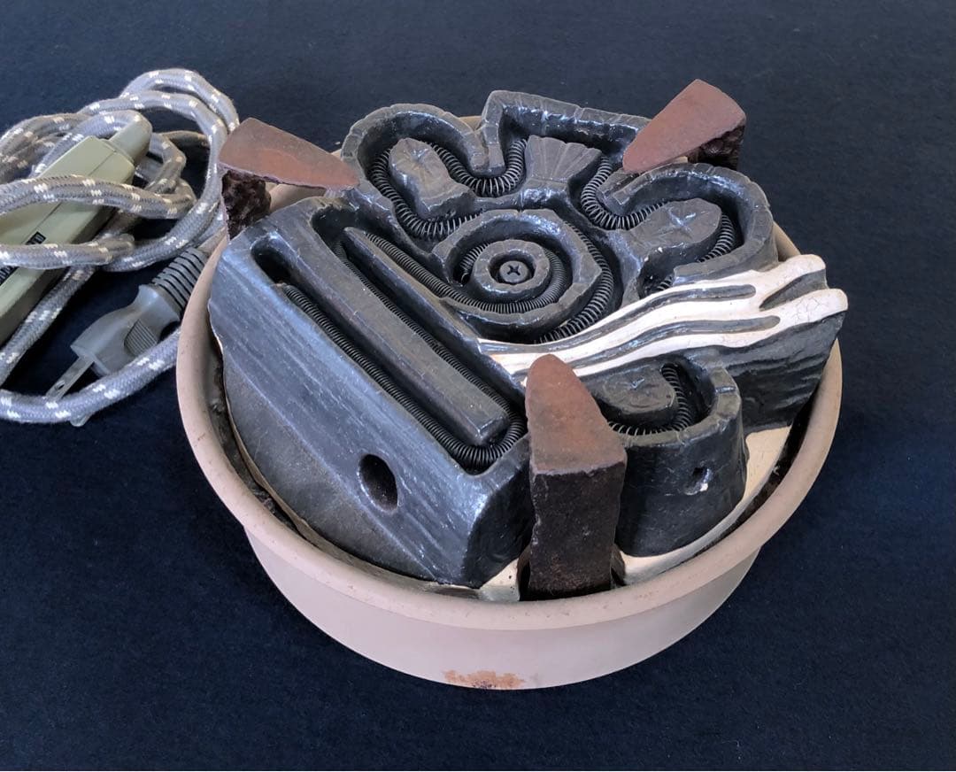 《R》茶道具 野々田式 炭型電熱器 底瓦付 炭型ヒーター 1f